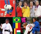 Podyum Judo kadın - 48 kg, Sarah Menezes (Brezilya), Alina Victor (Romanya), Charline Van Snick (Belçika) ve Eva Csernoviczki (Macaristan) - Londra 2012 -